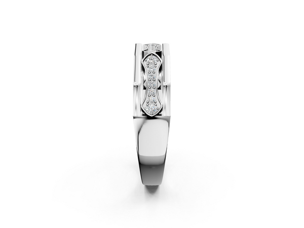 Silver Pavé Round Diamond Eternity Band with Bar Prong Setting