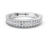 White gold Pavé Round Diamond Eternity Band with Milgrain Edge_23