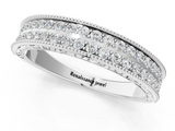 White gold Pavé Round Diamond Eternity Band with Milgrain Edge_24
