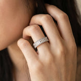 White gold Pavé Round Diamond Eternity Band with Milgrain Edge_42