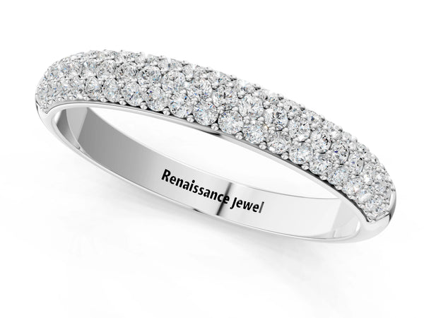 White gold Pavé Round Diamond Eternity Band with Prong Setting