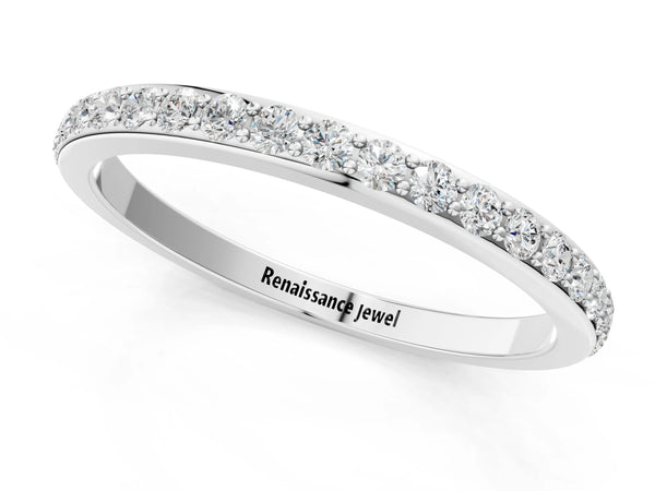 Platinum Pavé Round Diamond Eternity Band with Shared Prong Setting