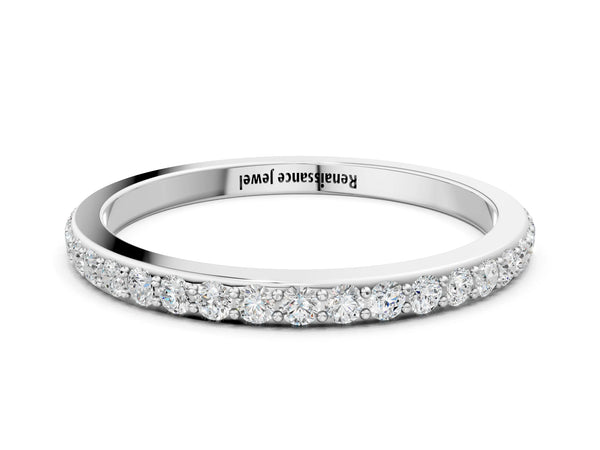 Silver Pavé Round Diamond Eternity Band with Shared Prong Setting