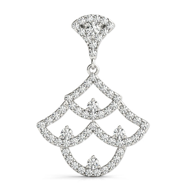 White gold Pavé Round Diamond Fan Prong Pendant 1