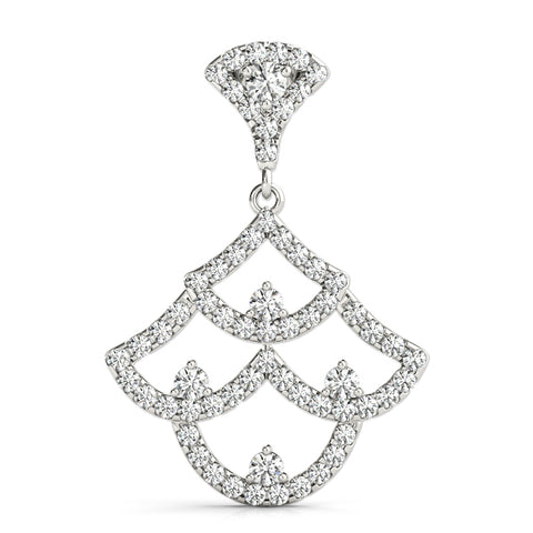 White gold Pavé Round Diamond Fan Prong Pendant 1