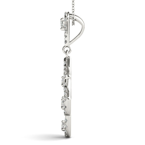 White gold Pavé Round Diamond Fan Prong Pendant 2