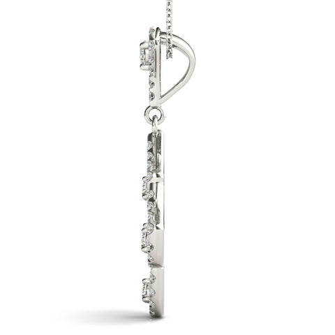 White gold Pavé Round Diamond Fan Prong Pendant 2