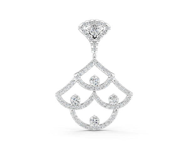 Silver Pavé Round Diamond Fan Prong Pendant