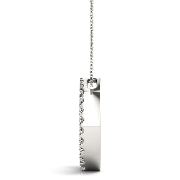 Silver Pavé Round Diamond Half-Hoop Pendant