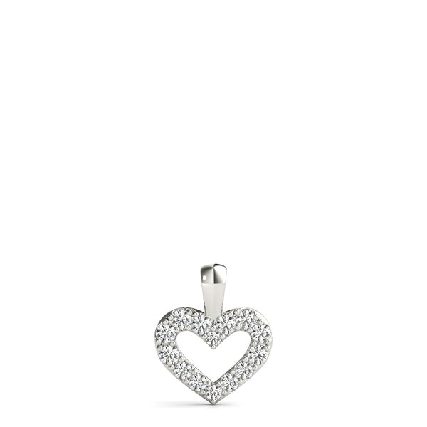 Silver Pavé Round Diamond Heart Pendant