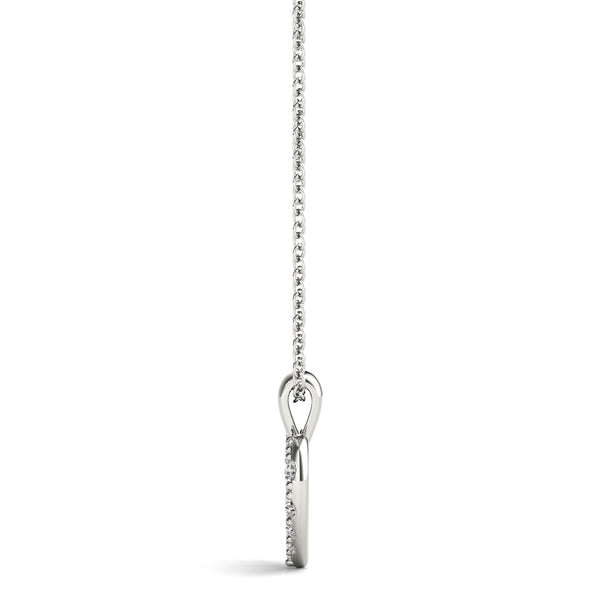 Silver Pavé Round Diamond Heart Pendant