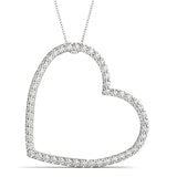 White gold Pavé Round Diamond Heart Pendant with Prong Setting