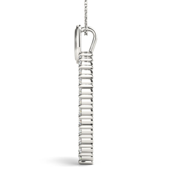 Silver Pavé Round Diamond Heart Pendant with Shared Prong Setting