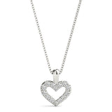 White gold Pavé Round Diamond Heart Pendant