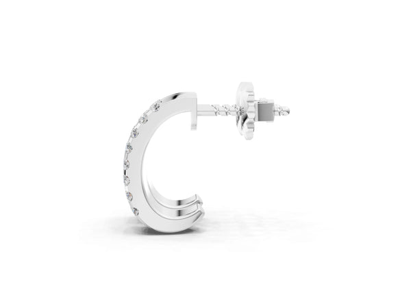White gold Pavé Round Diamond Hoop Earrings with Four-Prong Setting