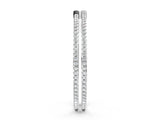 White gold Pavé Round Diamond Hoop Earrings with Hinged Snap Closure_8