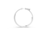 White gold Pavé Round Diamond Hoop Earrings with Hinged Snap Closure_9