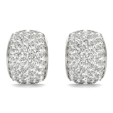 White gold Pavé Round Diamond Huggie Earrings with Prong Setting 1