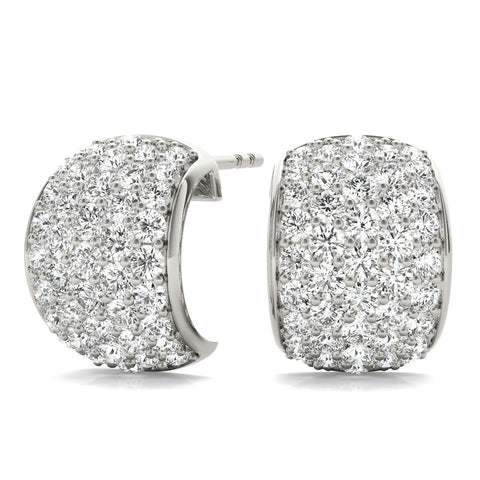 White gold Pavé Round Diamond Huggie Earrings with Prong Setting
