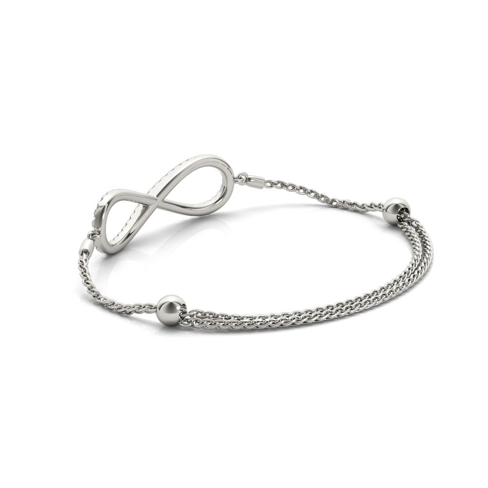 White gold Pavé Round Diamond Infinity Chain Bracelet with Bezel Setting 1