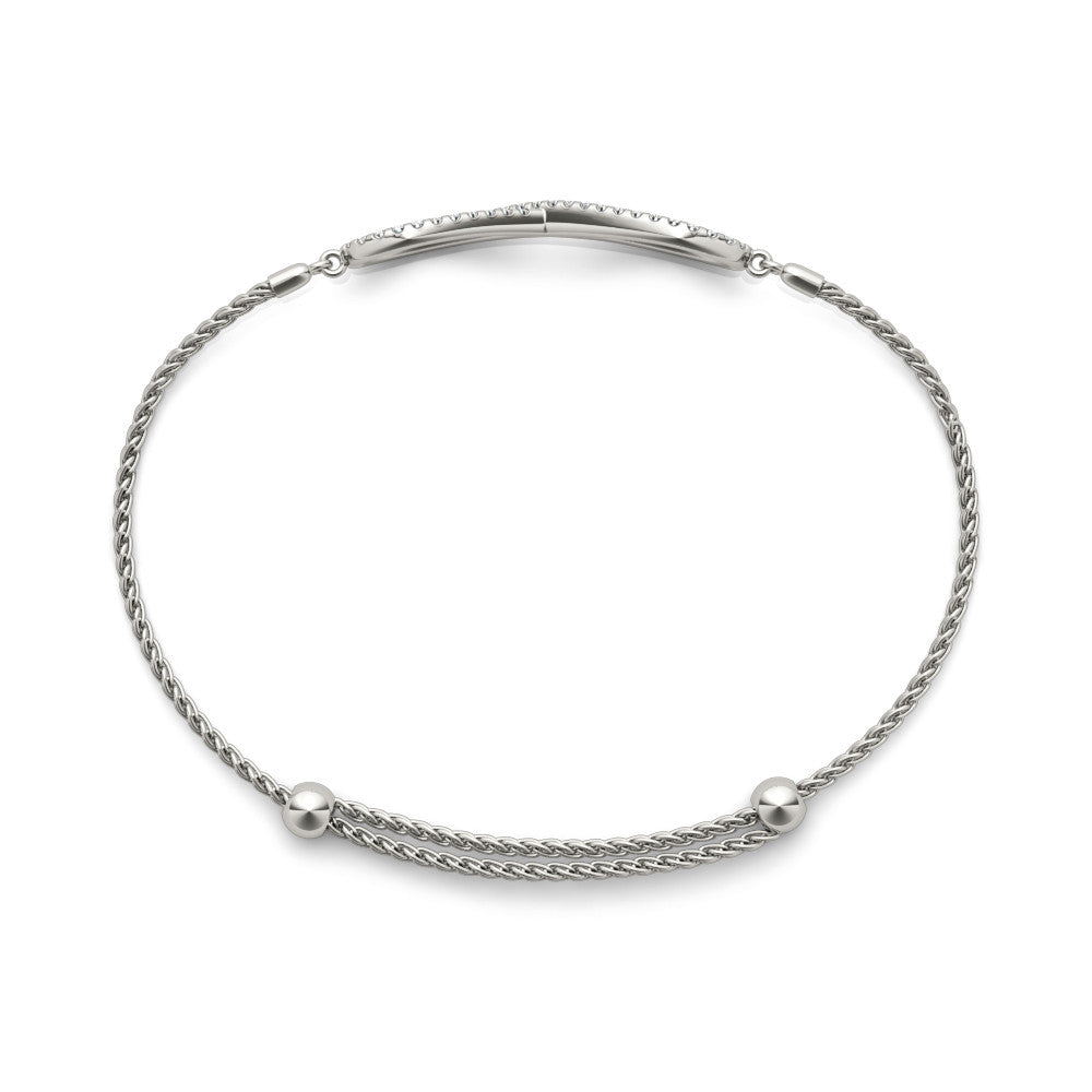White gold Pavé Round Diamond Infinity Chain Bracelet with Bezel Setting 2