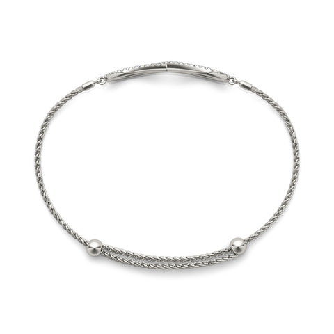 White gold Pavé Round Diamond Infinity Chain Bracelet with Bezel Setting 2