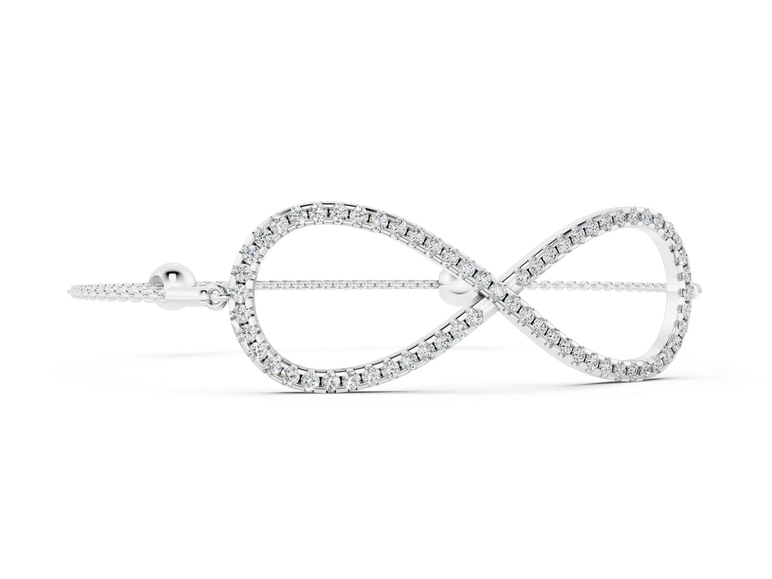 White gold Pavé Round Diamond Infinity Chain Bracelet with Bezel Setting_4