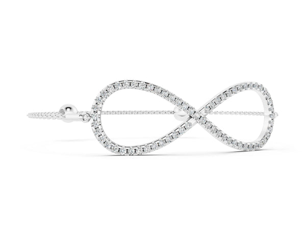 Silver Pavé Round Diamond Infinity Chain Bracelet with Bezel Setting