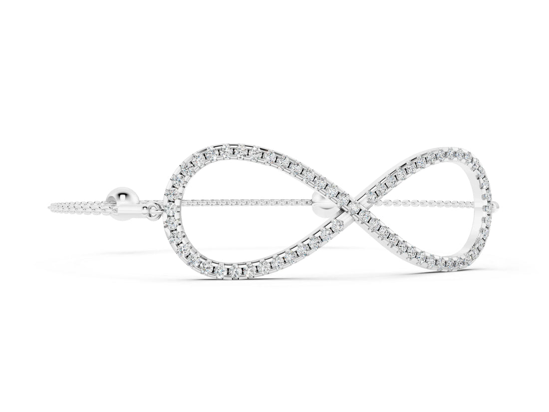 White gold Pavé Round Diamond Infinity Chain Bracelet with Bezel Setting_4
