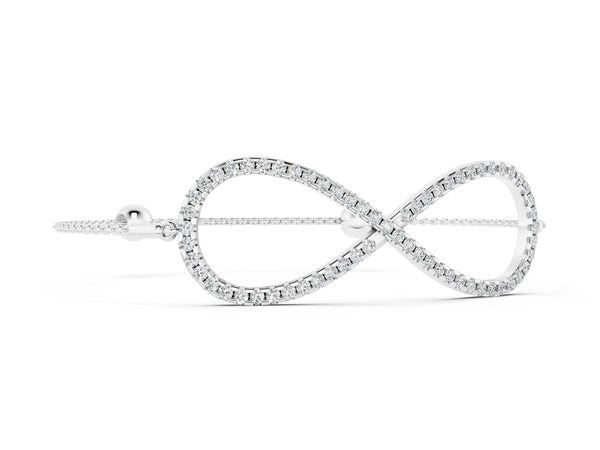 White gold Pavé Round Diamond Infinity Chain Bracelet with Bezel Setting