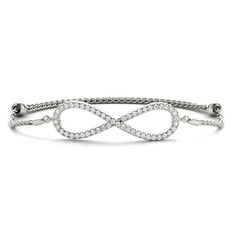 White gold Pavé Round Diamond Infinity Chain Bracelet with Bezel Setting