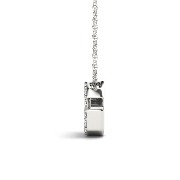 Silver Pavé Round Diamond Letter G Initial Pendant