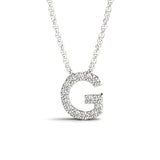 White gold Pavé Round Diamond Initial Pendant with Bezel Setting