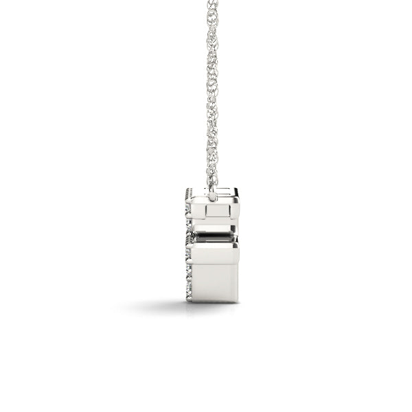 Silver Pavé Round Diamond Letter F Initial Pendant