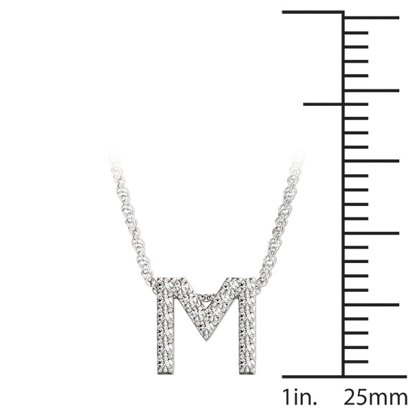 Silver Pavé Round Diamond Initial Pendant with Shared Prong Setting