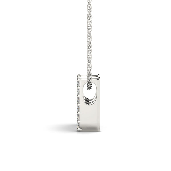 Silver Pavé Round Diamond Initial Pendant with Shared Prong Setting