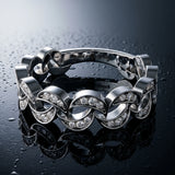 White gold Pavé Round Diamond Interlocking Eternity Band with Bezel Prong Setting_55