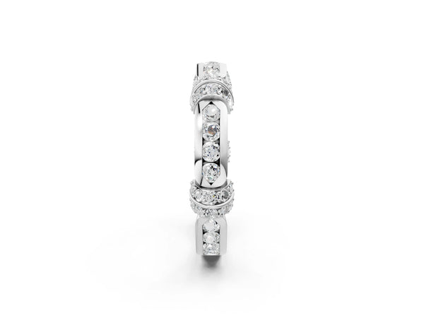 Silver Pavé Round Diamond Link Band with Bezel Setting