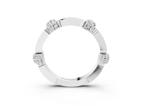 White gold Pavé Round Diamond Link Band with Bezel Setting