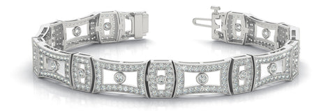White gold Pavé Round Diamond Link Bracelet with Bezel Setting