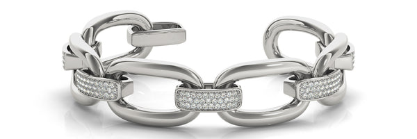 White gold Pavé Round Diamond Link Bracelet with Channel Setting