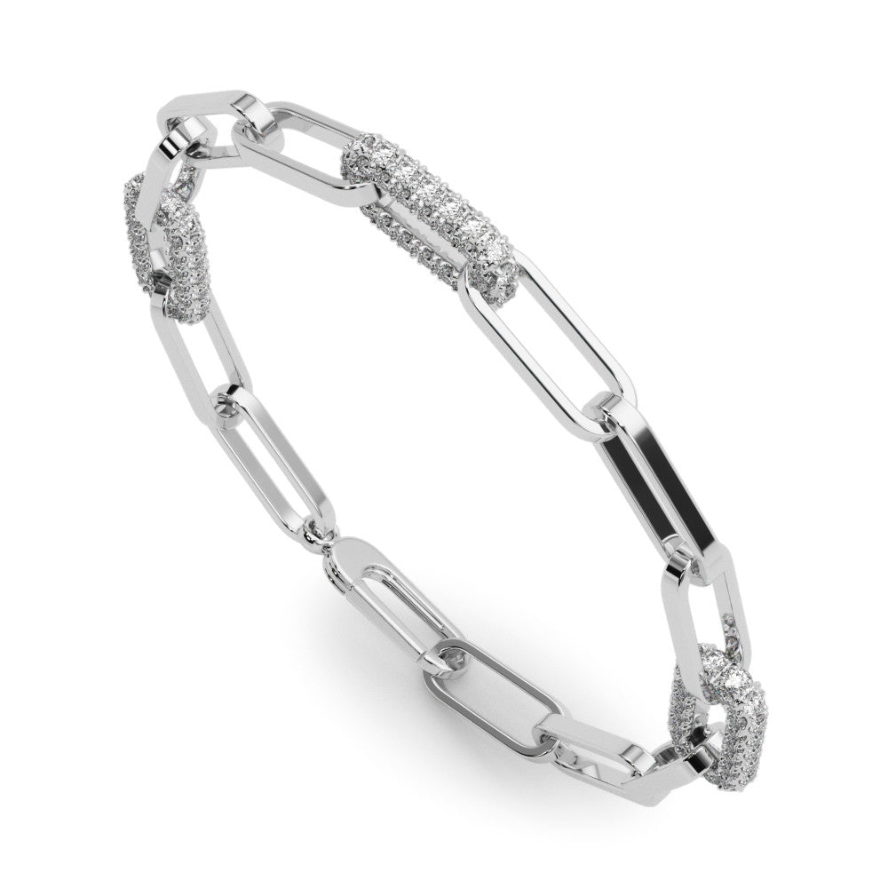 White gold Pavé Round Diamond Link Bracelet with Four-Prong Setting 1