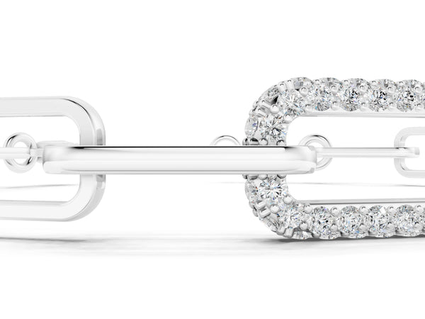 10K White Gold 3.02 Carat F-G VS-SI Pavé Round Diamond Link Bracelet with Four-Prong Setting