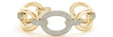 White gold Pavé Round Diamond Link Bracelet with Smooth Gold Band