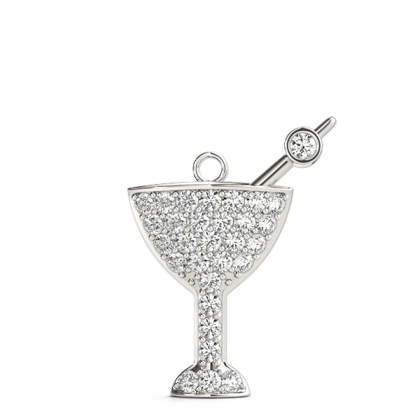 White gold Pavé Round Diamond Martini Glass Pendant with Bezel Prong Setting 1