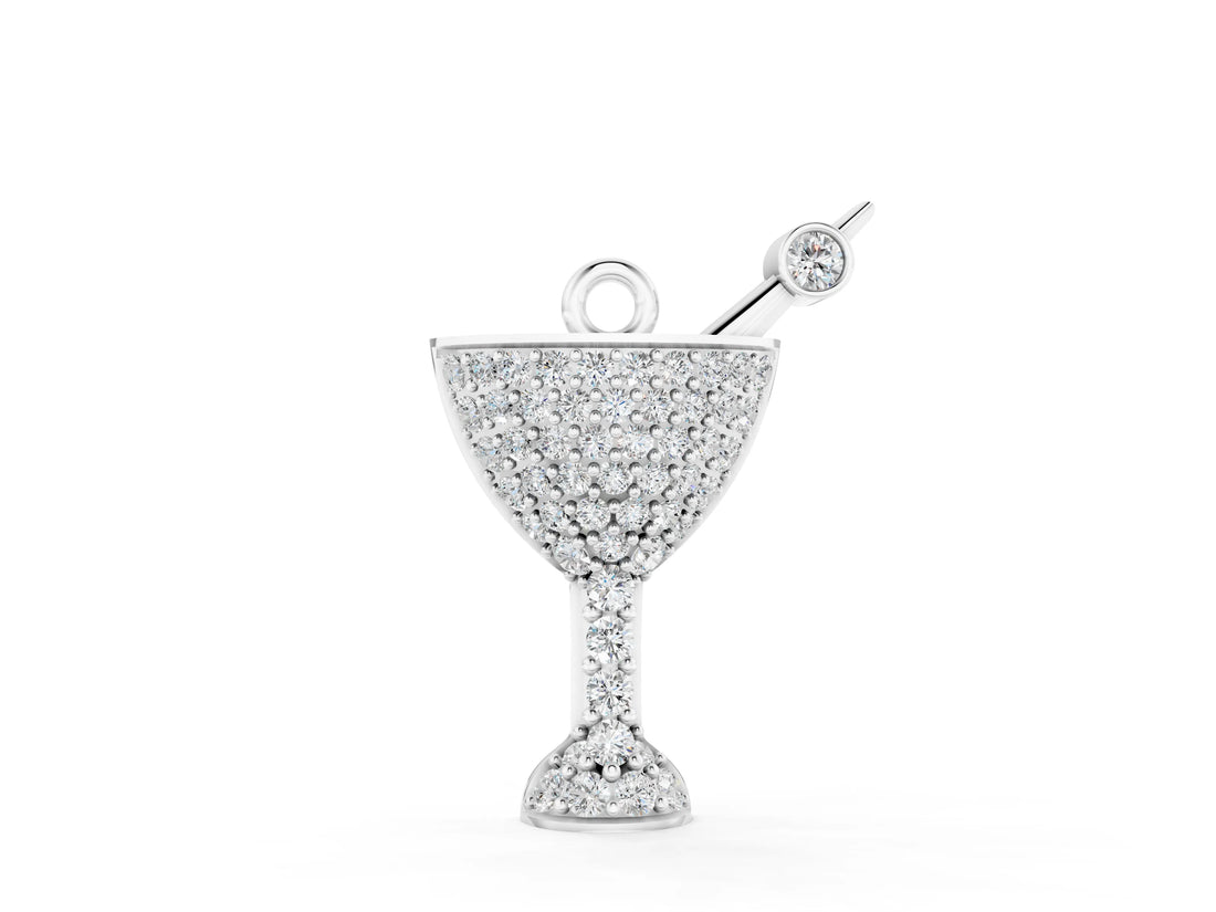 White gold Pavé Round Diamond Martini Glass Pendant with Bezel Prong Setting_8