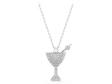 White gold Pavé Round Diamond Martini Glass Pendant with Bezel Prong Setting_9