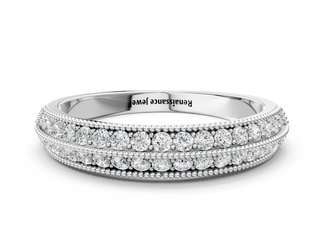 White gold Pavé Round Diamond Milgrain Eternity Band_29