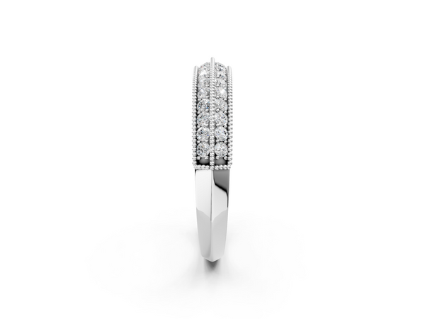 Platinum Pavé Round Diamond Milgrain Eternity Band