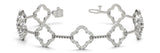 White gold Pavé Round Diamond Open Clover Link Bracelet with Box Clasp